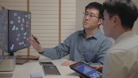 Asia people expert man tech talent team working on project predict sales insight SEO graph chart AI plan visual big data science report center BI smart tools screen. Office worker asian analyst job. - Powered by Shutterstock - Get 15% off with code: PIKWIZARD15