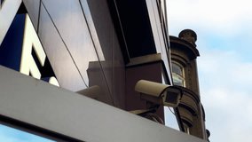 Safety and security: CCTV camera positioned on mall's exterior