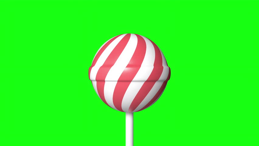 Striped red and white lollipop on stick rotating on green screen or chroma key background. Spinning strawberry lollipop. Turning red and white sweetmeat lollipop. Endless loop. 3D render. Royalty-Free Stock Footage #1109273615