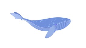 loop animated whale illustration with transparent background for composing videos, posters, wallpapers