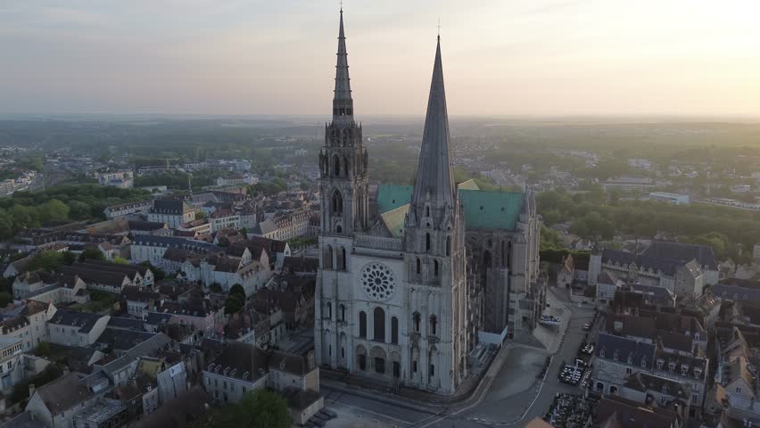 drone video Notre-Dame Cathedral, Cathédrale Notre-Dame de Chartres France europe Royalty-Free Stock Footage #1109280663