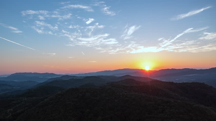 Aerial time lapse of sunset in Japanese mountains | Shutterstock HD Video #1109288383