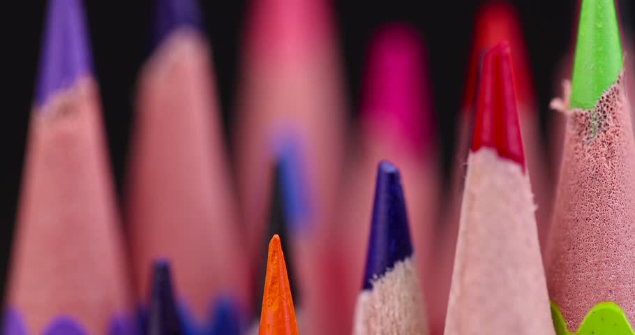 Sharp pencil of different colors on paper close-up , school supplies colored pencils on paper | Shutterstock HD Video #1109294255