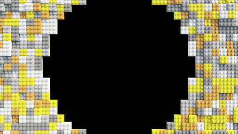 lego brick transition top down view stop motion animation with alpha channel. Circular reveal transition. Multiple versions with diferent colors included Video stock