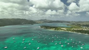 Drone video of la pointe marin in sainte anne, martinique, caribbean