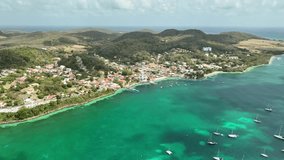 Drone video of sainte anne in martinique, caribbean