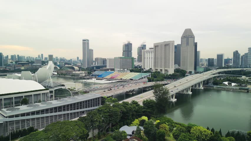 Marina Bay, Singapore. Aerial view of cityscape