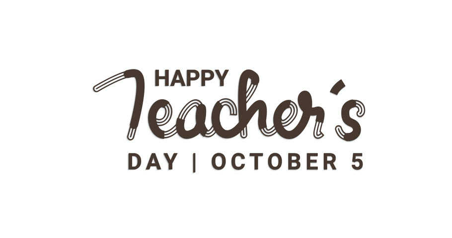 Happy Teachers Day lettering text animation. Handwritten text animated with alpha channel. Great for Teachers Day Celebrations Around the World. Transparent background, easy to put into any video