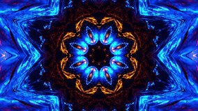 Blue and yellow flower with black background and blue and yellow flower. Kaleidoscope VJ loop. - Powered by Shutterstock - Get 15% off with code: PIKWIZARD15