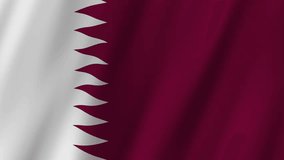 Qatar National Flag. National 3d Qatar flag waving. Flag of Qatar footage video waving in wind. 