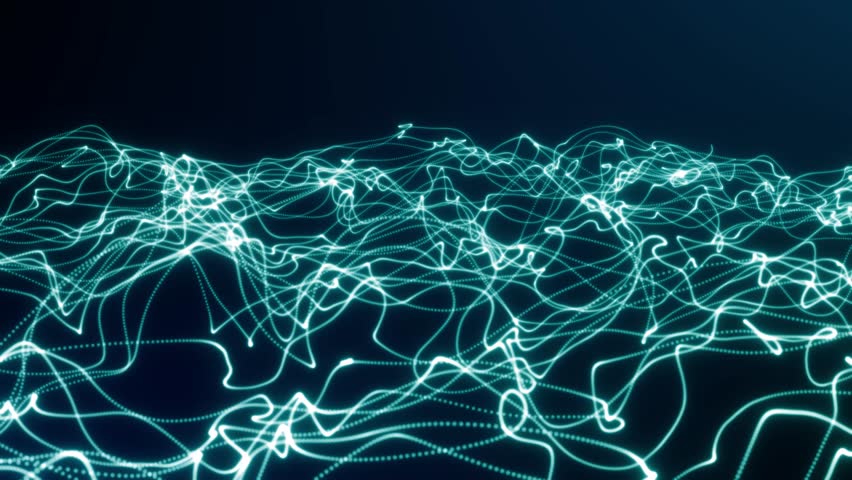Dark abstract background with glowing wave. Shiny moving lines design element, flowing wave lines. Futuristic technology concept | Shutterstock HD Video #1109319369