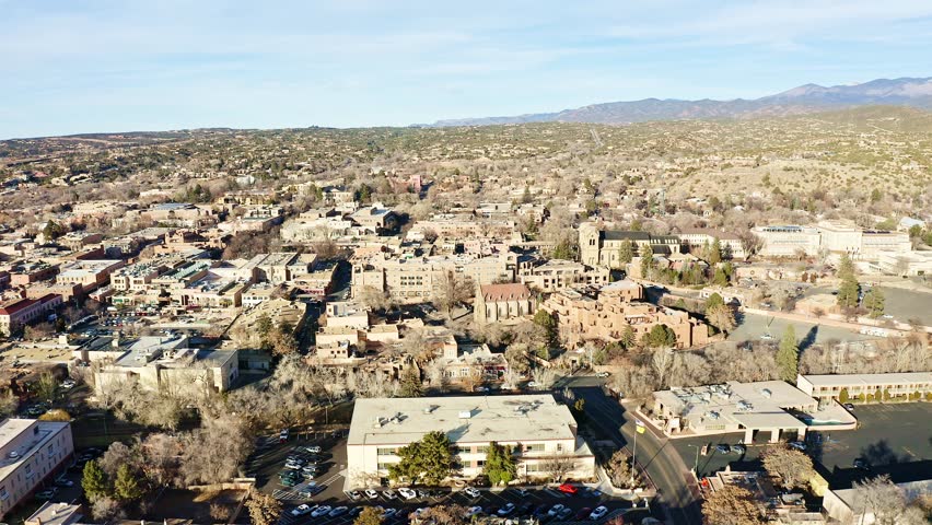 Aerial view of downtown area of Santa Fe, New Mexico