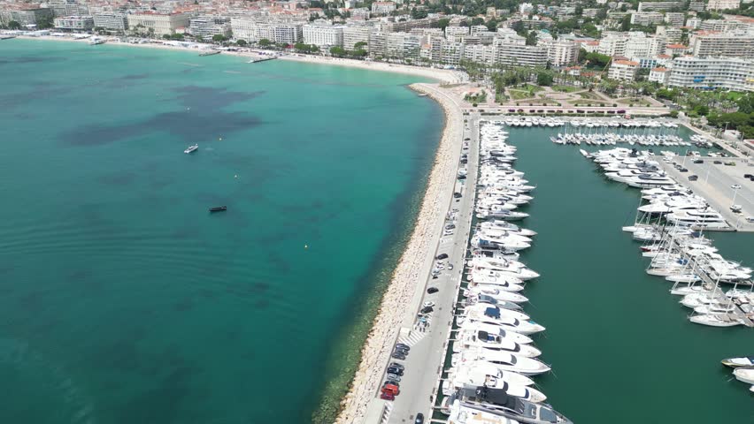 Yachts moored Cannes France drone,aerial