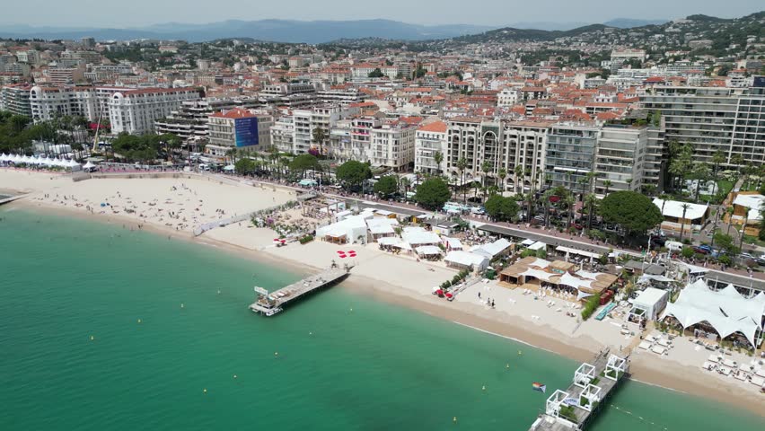 Beach waterfront Cannes France drone,aerial