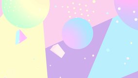 Looped abstract colorful geometric shapes motion graphics.