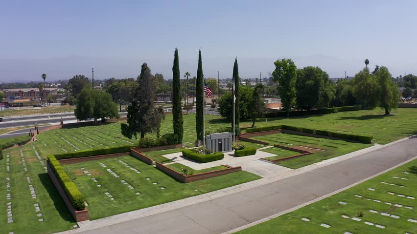 Low aerial dolly shot of a Veteran