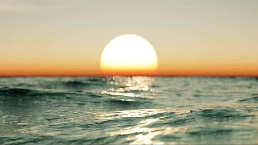 Wave sea beach and sunset sky abstract background. Nature and summer concept. 3d render.