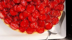 Strawberry and Fruit Jelly Cake - Top View - Vertical Video
