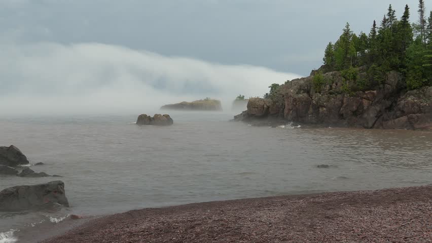 Lake Superior Shore or Shoreline with Beach Rocks Waves in Summer