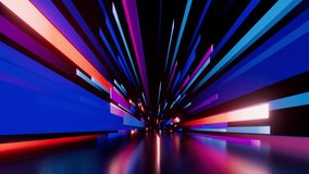 looped 3d animation. Abstract background. Straight blue pink neon stripes and ribbons fly chaotically towards the camera, moving from center to the sides in slow motion - Powered by Shutterstock - Get 15% off with code: PIKWIZARD15
