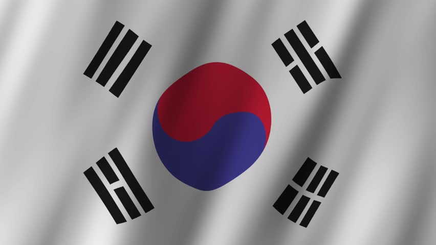 South Korea National Flag. National 3d South Korea flag waving. Flag of South Korea footage video waving in wind. Flag of the Republic of Korea Royalty-Free Stock Footage #1109346227