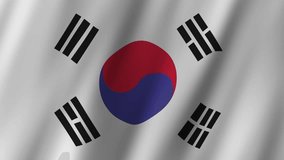 South Korea National Flag. National 3d South Korea flag waving. Flag of South Korea footage video waving in wind. Flag of the Republic of Korea