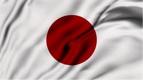 Waving colorful flag of Japan. Flag of the japan waving animation.
Realistic Japanese Flag background. Waving flag loop.
