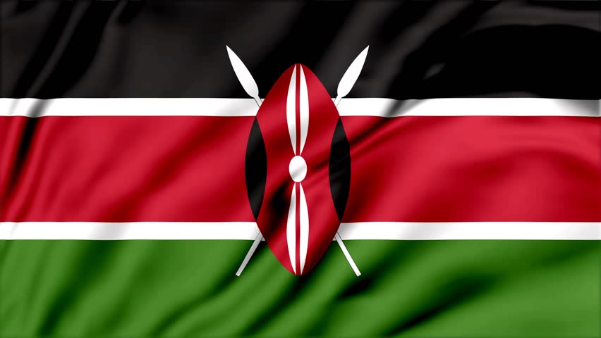 Kenya flag is waving 3D animation. 3d Kenya flag waving video. Sign of Kenya seamless loop animation.
 flag seamless loop animation,