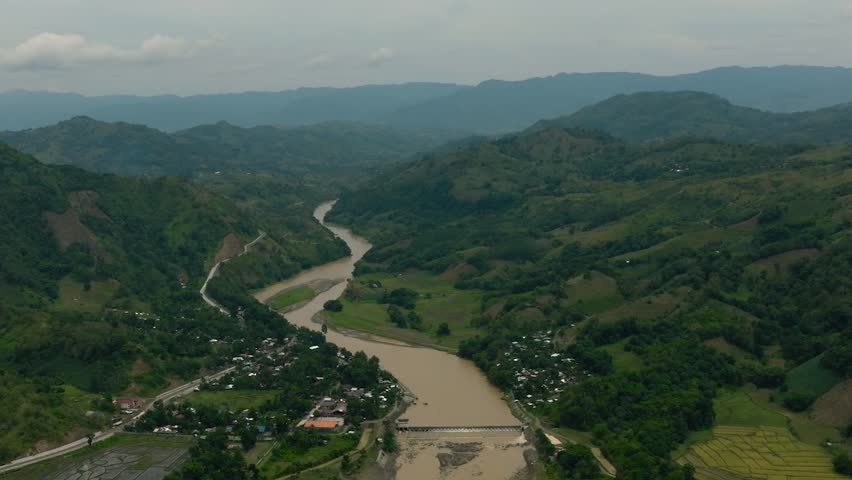 Agricultural fields and riverbanks in the Philippines. Mindanao.