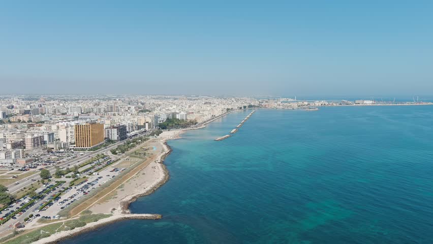 Bari, Italy. The Lungomare di Bari stretches along the Adriatic coast as one of Italy