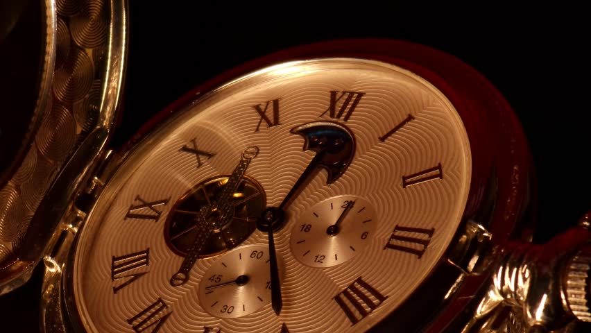 Pocket watch, display of a magnificent antique pocket watch, 4k.