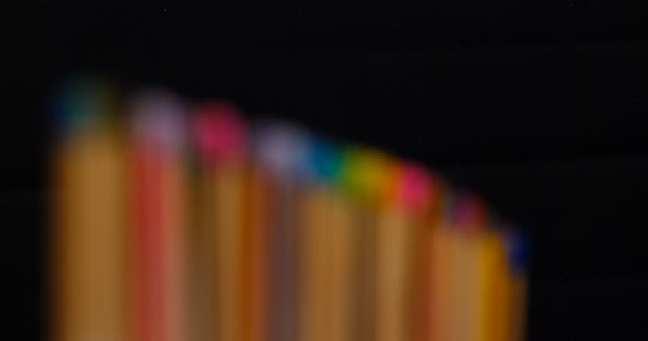 Still shot of colored matchsticks, with shallow depth of field and focus transition | Shutterstock HD Video #1109364887