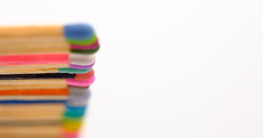 Still shot of colored matchsticks, with shallow depth of field and focus transition | Shutterstock HD Video #1109364893