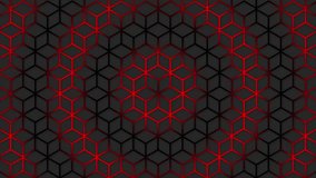 Animated circular Red wave moving over hexagonal shape futuristic background. Trendy sci-fi technology background with hexagonal pattern. Seamless loop
