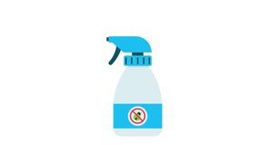 2d animated illustration of anti insect spray on white screen