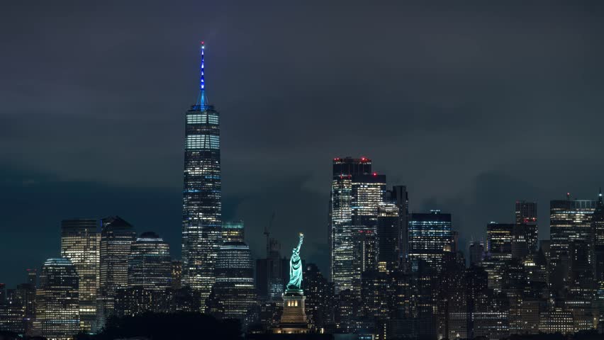 Tribute in Light an annual 911memorial in lower Manhattan New York City Royalty-Free Stock Footage #1109379007