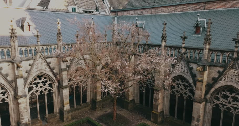 Architecture of Utrecht Cathedral, Dom van Utrecht, Netherlands, Aerial View