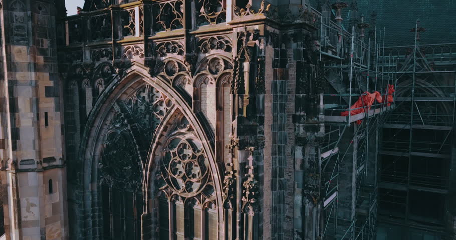 Architecture of Utrecht Cathedral, Dom van Utrecht, Netherlands, Aerial View