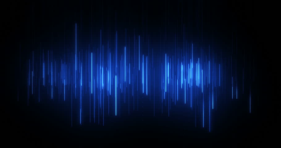 blue digital equalizer audio sound waves on black background, stereo sound effect signal with vertical Royalty-Free Stock Footage #1109379625