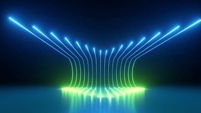 cycled 3d animation. Abstract animated background of green blue neon glowing lines slide up quickly along the curvy path - Powered by Shutterstock - Get 15% off with code: PIKWIZARD15