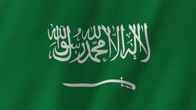 Saudi Arabia Flag. National 3d Saudi Arabia flag waving. Flag of Saudi Arabia footage video waving in wind. The Saudi Arabia Flag 4K animation