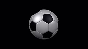 Soccer Ball - White Black - Spinning Loop - Realistic 3D animation with alpha channel isolated on transparent background