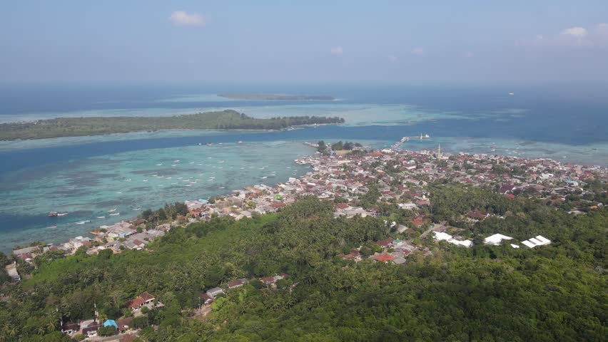 Aerial view of residential areas in Karimunjawa Islands, Jepara, Indonesia. 