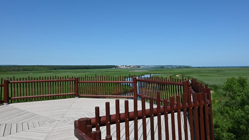Mert lake ans Igneada district. Igneada national Park. Bird observation tower