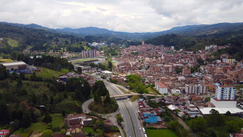 Aerial video over the Medellin-Bogota highway, in the rural area of ​​the municipality of Guarne, department of Antioquia.