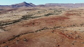 Scenic aerial landscape of the arid Damaraland wilderness of northern Namibia
