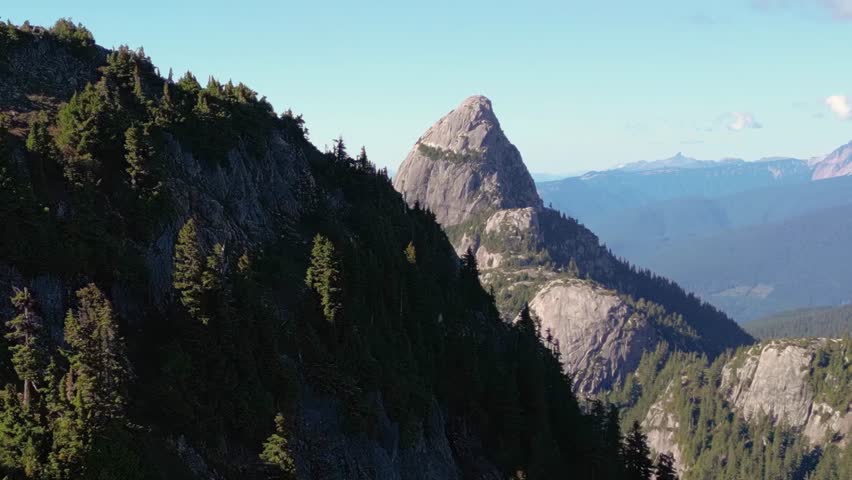 Rocky Mountain Landscape. Aerial View. Nature Background. British Columbia, Canada. Sunny Evening