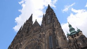 Prague's St. Vitus Cathedral in summer. Beautiful city of Prague, Czech Republic. Vertical video