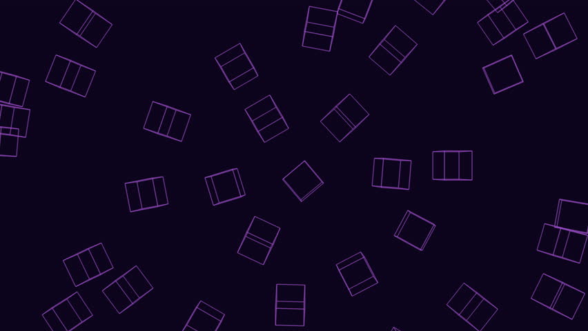 Abstract and modern, this image showcases a black and purple geometric pattern with floating squares and rectangles arranged in a grid like formation. Some overlap for a visually appealing effect Royalty-Free Stock Footage #1109438209
