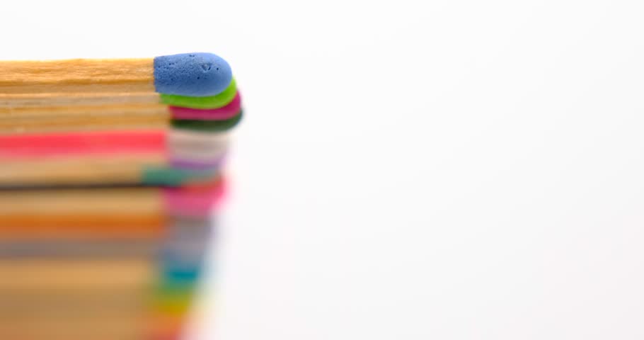 Still shot of colored matchsticks, with shallow depth of field and focus transition | Shutterstock HD Video #1109444641